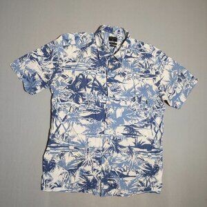 Quiksilver beach shirt men's sz XL regular fit grey and blue colour short sleeve